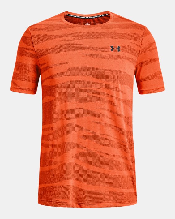 Men's UA Seamless Wave Short Sleeve in Orange image number 4